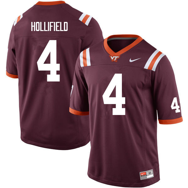 Men #4 Dax Hollifield Virginia Tech Hokies College Football Jerseys Sale-Maroon